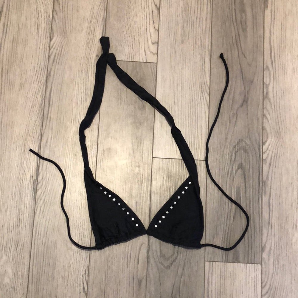 Black Triangle Bralette with Adjustable Straps & Stud Accents junior size small